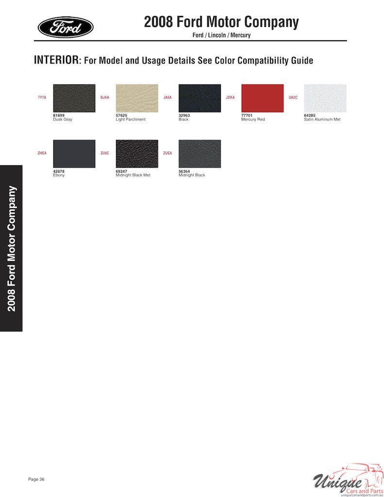 2008 Ford Paint Charts Sherwin-Williams 8